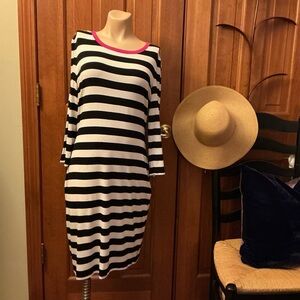 Calvin Klein Black and White Dress with Pink Accent
